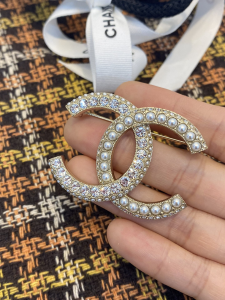 Chanel Pearls and Diamonds CC Logo Brooch 