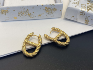 Essenceofluxury Womens Jewelry Dior Gold CD Navy Earrings A39PP180 AA198665