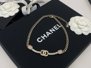 Chanel Crystals CC Logo Chain Necklace 