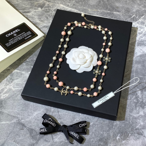Chanel Flowers Long Pearls Necklaces 