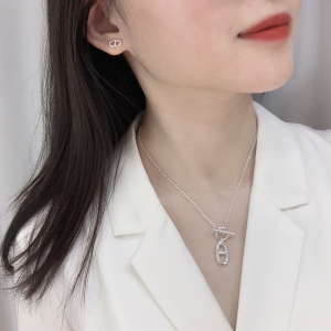 Essenceofluxury Womens Jewelry Hermes Finesse Chaine dAncre Earrings Silver A205PP180 AA198898
