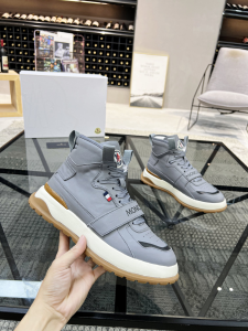 Moncler Leather High Top Sneakers Gray 