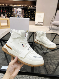Moncler Leather High Top Sneakers White 