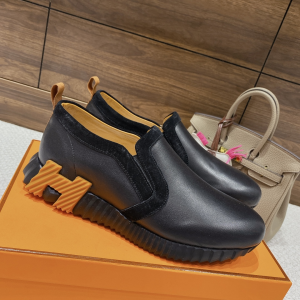 Hermes Black Leather Sneakers 