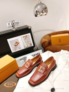 Tods T Timeless Leather Loafers Brown 