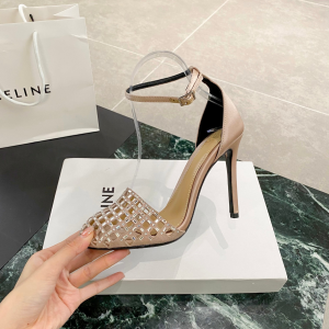 Alevi Milano Molly Satin Heeled Sandals Crystal Rhinestones Embellished Beige 105MM Alevi Milano Molly Satin Heeled Sandals Crystal Rhinestones Embellished Beige 105MM