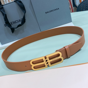 Balenciaga Mens BB Signature Belt Brown Shiny Smooth Calfskin Leather 40MM Balenciaga Mens BB Signature Belt Brown Shiny Smooth Calfskin Leather 40MM