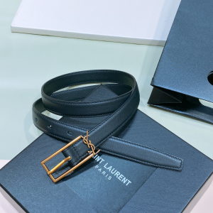 Saint Laurent YSL New Cassandre Buckle Belt Black Leather 20MM Saint Laurent YSL New Cassandre Buckle Belt Black Leather 20MM