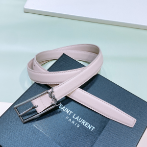 Saint Laurent YSL New Cassandre Buckle Belt Pink Leather 20MM Saint Laurent YSL New Cassandre Buckle Belt Pink Leather 20MM