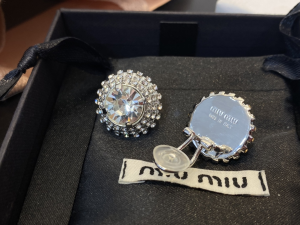 Essenceofluxury Womens Jewelry Miu Miu Metal Earrings with Crystals A39PP180 AA199253