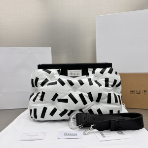 Maison Margiela Glam Slam Large Shoulder Crossbody Bag White Black Quilted Nappa Leather Maison Margiela Glam Slam Large Shoulder Crossbody Bag White Black Quilted Nappa Leather