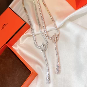 Essenceofluxury Womens Jewelry Hermes Finesse Diamonds Necklaces A152PP380 AA199439