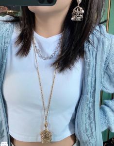 Essenceofluxury Womens Jewelry Chanel Gold Birdcage Pendant Earrings AB9631 A39PP280 AA199487