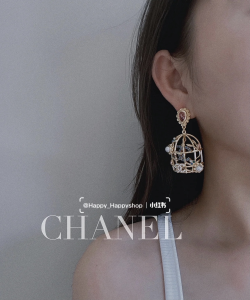 Essenceofluxury Womens Jewelry Chanel Gold Birdcage Pendant Earrings AB9631 A39PP280 AA199488