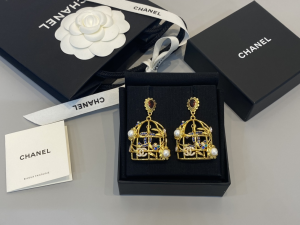 Essenceofluxury Womens Jewelry Chanel Gold Birdcage Pendant Earrings AB9631 A39PP280 AA199488