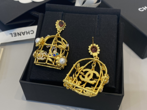 Essenceofluxury Womens Jewelry Chanel Gold Birdcage Pendant Earrings AB9631 A39PP280 AA199488