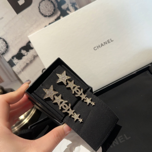 Chanel Crystal CC Logo and Multi Star Earrings 