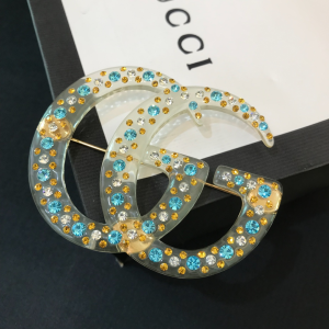 Gucci Double G Resin Brooch Crystals 