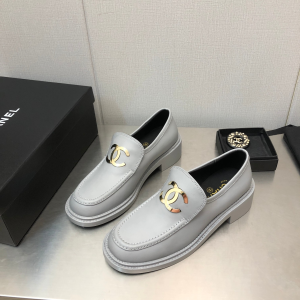 Essenceofluxury Womens Shoes Chanel CC Logo Gray Leather Loafers 35 To 41 A151PP580 AA199721
