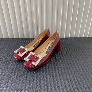 Sergio Rossi SR Prince Pumps Crystals Buckle Shiny Red Patent Leather 50MM Sergio Rossi SR Prince Pumps Crystals Buckle Shiny Red Patent Leather 50MM