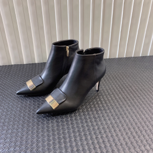 Sergio Rossi SR1 Pointed Toe Ankle Boot Black Nappa Leather 75MM Sergio Rossi SR1 Pointed Toe Ankle Boot Black Nappa Leather 75MM