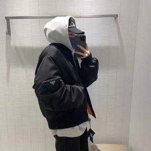 Essenceofluxury Womens Clothing Prada Black Nylon Jacket Coat SML A155PP780 AA199942