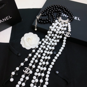 Essenceofluxury Womens Jewelry Chanel Black White Pearls Baroque Necklaces A152PP380 AA199940