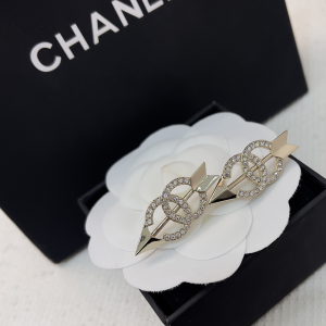 Chanel CC Logo Crystals Arrow Earrings 