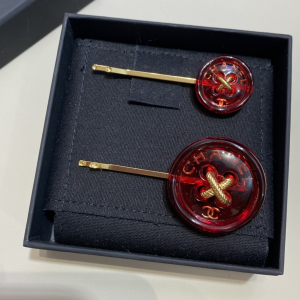 Chanel Gold Red Hair Pins AB9034 