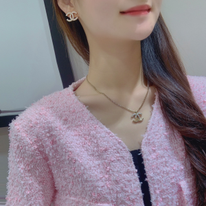 Essenceofluxury Womens Jewelry Chanel Gold White CC Logo Earrings A152PP180 AA199924