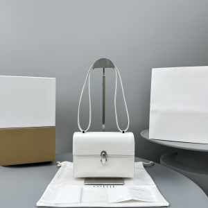 Savette Symmetry 19 Calf Leather Shoulder Crossbody Bag White Savette Symmetry 19 Calf Leather Shoulder Crossbody Bag White