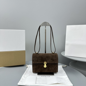Savette Symmetry 19 Suede Leather Shoulder Crossbody Bag Brown Savette Symmetry 19 Suede Leather Shoulder Crossbody Bag Brown