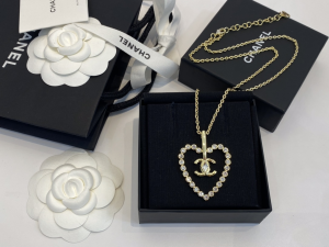 Chanel Chain Crystals Heart Long Necklaces 