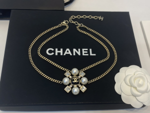 Chanel Chain Pendant Choker Necklace Gold 