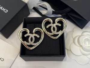 Chanel Crystals CC Heart Earrings 
