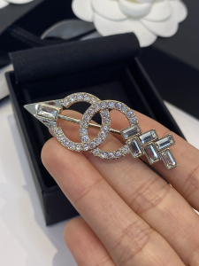 Chanel Crystals CC Logo Brooch 