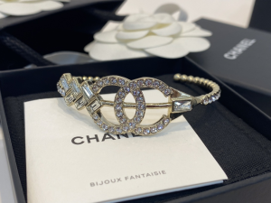 Chanel Crystals CC Logo Cuff Bracelet 