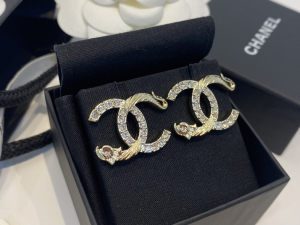Chanel Crystals CC Logo Earrings 