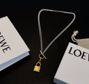Loewe Lock Pendant Anagram Pendant Necklace Gold 