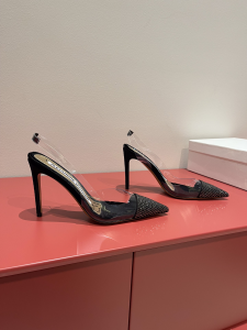 Alexandre Vauthier Crystal Embellished Transparente PVC Suede Slingback Pumps Black 85MM Alexandre Vauthier Crystal Embellished Transparente PVC Suede Slingback Pumps Black 85MM