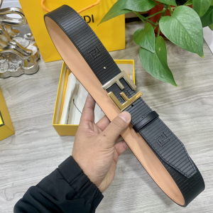 Fendi FF Logo Buckle Black Leather Belt 38MM 