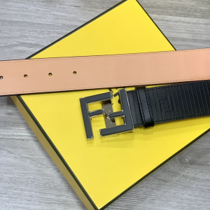 Essenceofluxury Mens Belts Fendi FF Logo Buckle Black Leather Belt 38MM A175PP240 AA200509