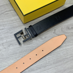 Essenceofluxury Mens Belts Fendi FF Logo Buckle Black Leather Belt 38MM A175PP240 AA200509