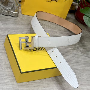 Essenceofluxury Mens Belts Fendi FF Logo Buckle White Leather Belt 38MM A175PP240 AA200505