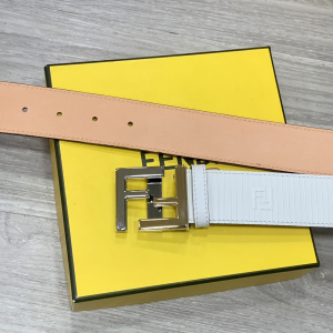 Essenceofluxury Mens Belts Fendi FF Logo Buckle White Leather Belt 38MM A175PP240 AA200505