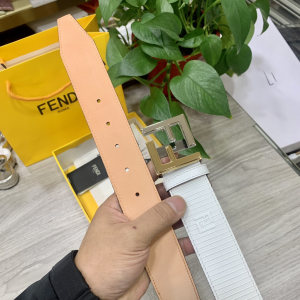 Essenceofluxury Mens Belts Fendi FF Logo Buckle White Leather Belt 38MM A175PP240 AA200505