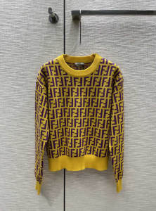 Fendi Allover FF Logo Sweaters Yellow 