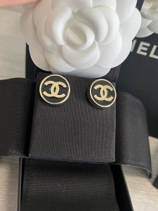 Chanel CC Logo Round Earrings 