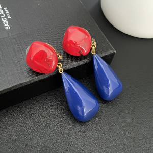Essenceofluxury Womens Jewelry Saint Laurent YSL Red Blue Earrings A152PP280 AA200472