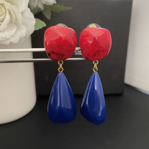 Essenceofluxury Womens Jewelry Saint Laurent YSL Red Blue Earrings A152PP280 AA200472